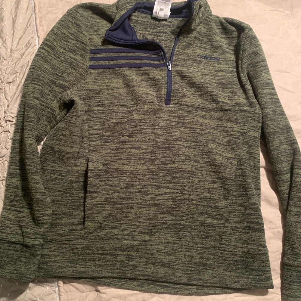 Adidas hunter green boys pullover. With pockets, fleece. Large 14/16